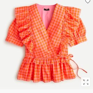J.Crew Ruffle wrap top in gingham